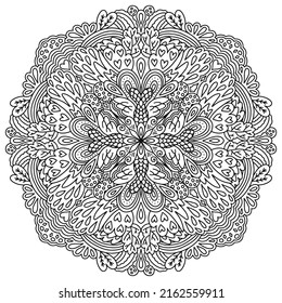 Mandala black and white coloring page vector illustration