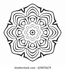 Mandala. Black and white decorative element. Picture for coloring.