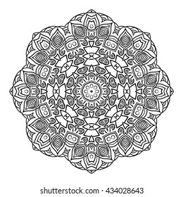Mandala. Black and white decorative element. Picture for coloring.