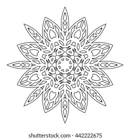 Mandala. Black and white decorative element. Picture for coloring.