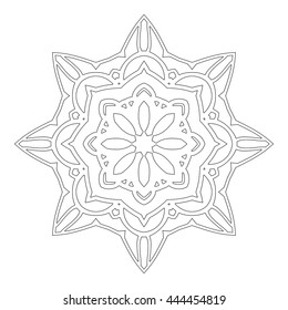 Mandala. Black and white decorative element. Picture for coloring.