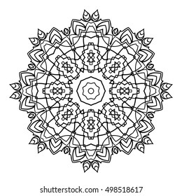 Mandala. Black and white decorative element. Picture for coloring.