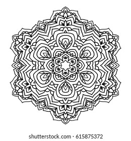 Mandala. Black and white decorative element. Picture for coloring. Abstract circular ornament.