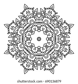 Mandala. Black and white decorative element. Picture for coloring.