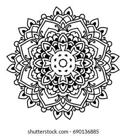 Mandala. Black and white decorative element. Picture for coloring.