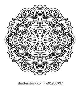 Mandala. Black and white decorative element. Picture for coloring.