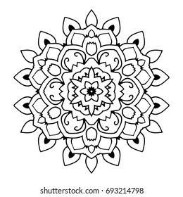 Mandala. Black and white decorative element. Picture for coloring.