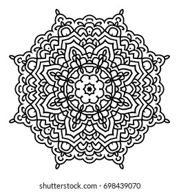 Mandala. Black and white decorative element. Picture for coloring.