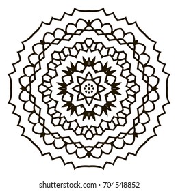 Mandala. Black and white decorative element. Picture for coloring.