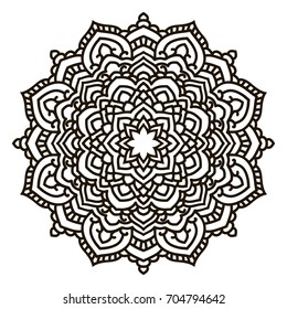 Mandala. Black and white decorative element. Picture for coloring.