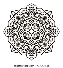 Mandala. Black and white decorative element. Picture for coloring.