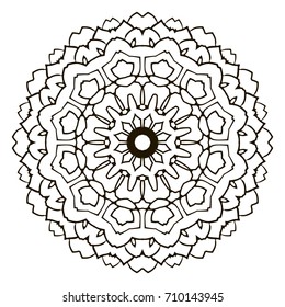 Mandala. Black and white decorative element. Picture for coloring.