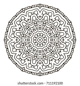 Mandala. Black and white decorative element. Picture for coloring.