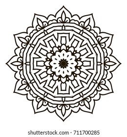 Mandala. Black and white decorative element. Picture for coloring.