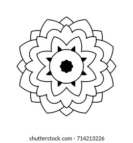 Mandala. Black and white decorative element. Picture for coloring. Decorative element in oriental style. Boho ornament.