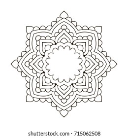 Mandala. Black and white decorative element. Picture for coloring. Decorative element in oriental style. Boho ornament.