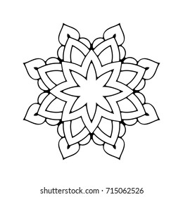 Mandala. Black and white decorative element. Picture for coloring. Decorative element in oriental style. Boho ornament.