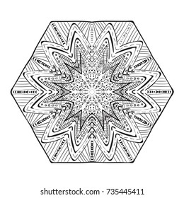 Mandala. Black and white decorative element. Picture for coloring. vector illustration