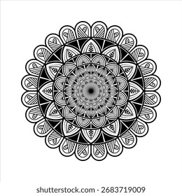 Mandala black and white floral pattern illustration