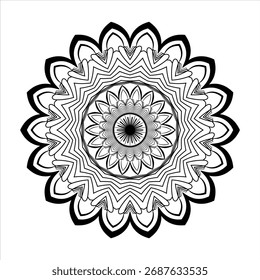 Mandala black and white floral pattern