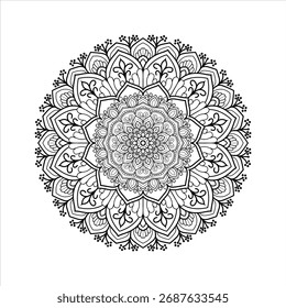 Patrón floral blanco y negro de mandala