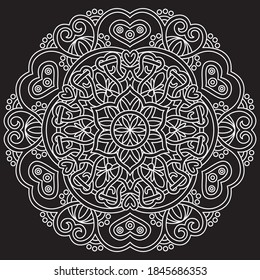 Mandala black and white illustration for coloring
