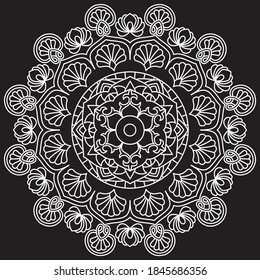 Mandala black and white illustration for coloring
