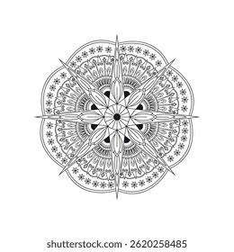 Mandala Black and White Intricate Line Art Design for Adults