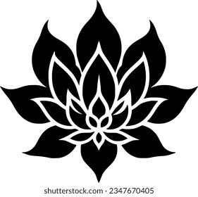 Mandala - Black and White Isolated Icon - Vector illustration