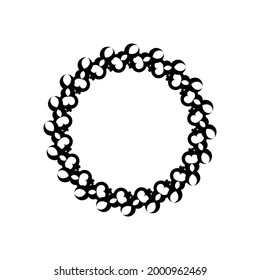 Logo en blanco y negro de Mandala. Ornamentos redondos decorativos. Forma inusual de flor.