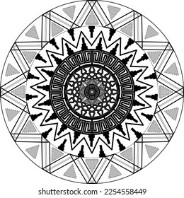 Mandala in black and white with Marajoara theme.