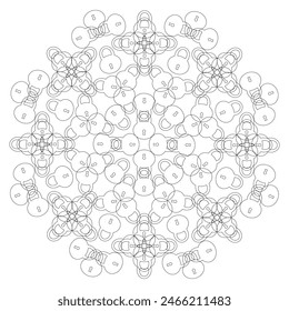 Mandala black and white with padlocks on a white background