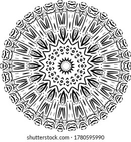 Mandala Schwarz-Weiß-Muster. Vintage dekorative Elemente. Handgezeichnet Hintergrund. Ost-Vektorgrafik