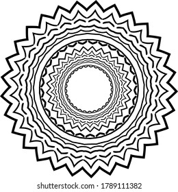 Mandala. Patrón blanco y negro. Elementos decorativos de época. Antecedentes dibujados a mano. Árabe, islámico, indio. Ilustración del vector