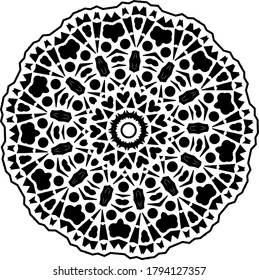 Mandala. Black and White Pattern. Vintage decorative elements. Hand drawn background. Arabic, Islam, Indian. Vector illustration