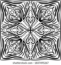 Mandala Black and White Pattern. Vintage decorative elements. Hand drawn background. Arabic, Islam, Indian. Vector illustration