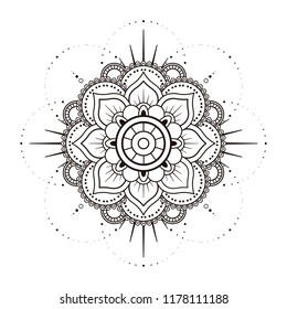 Mandala in black and white, relax patterns