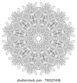 Mandala. Black and White Round Ethnic Pattern. Zentangle for Adult Coloring Book. Vector Mandala in Vintage Style for Print or Decoration. Complicated Coloring Page for Adult Colorists
