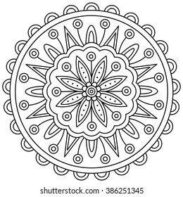 Mandala. Black and white round ornament. Coloring page. Vector illustration.