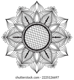 Resumen de invitación negra en fondo blanco. Formas geométricas. Patrón floral mínimo. Iconos abstractos. Afiche de arte geométrico. Papel pintado viejo. Marco geométrico. Mandala. Estilo minimalista. Estilo retro.