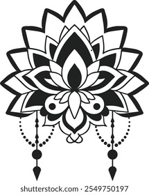 Mandala ein schwarz-weißes Vektorkunstdesign