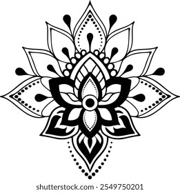 Mandala ein schwarz-weißes Vektorkunstdesign