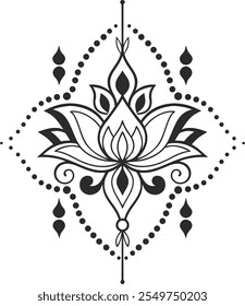 Mandala um projeto de arte vetorial preto e branco