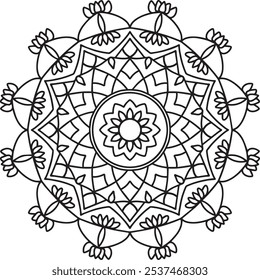 Mandala Black and White Vector Background