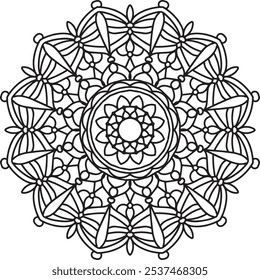 Mandala schwarz-weißer Vektorhintergrund