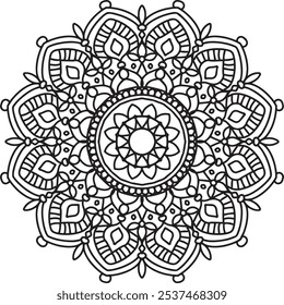 Mandala Black and White Vector Background