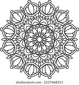 Mandala Black and White Vector Background