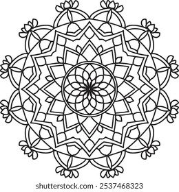 Mandala Black and White Vector Background