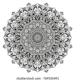 Mandala black and white, vector,  floral mandala, oriental, coloring, book page mandala, Indian mandala, wedding