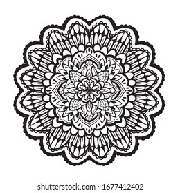 Mandala. Ilustración vectorial en blanco y negro 